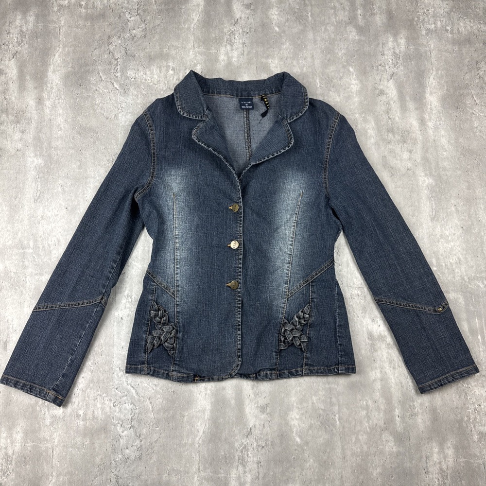Vintage Vese Denim Jacket Small Women's‎ Blazer Braided Western Medium Dark Wash
